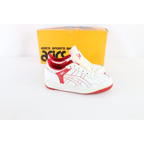 NOS Vintage 90s Asics Boys Size 5 Spell Out Outrage Sneakers  NOS Vintage 90s Asics Boys Size 4.5 Spell Out Outrage Sneakers Shoes White Red